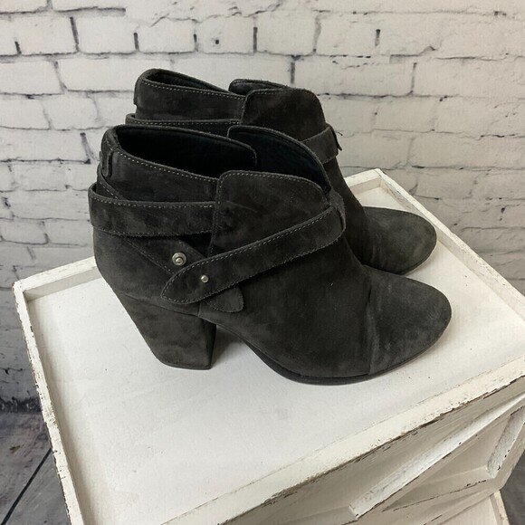 Rag & Bone Women Charcoal Leather Ankle Bootie Made Italy Size 38.5 US 8.5 Rck - Picture 8 of 12